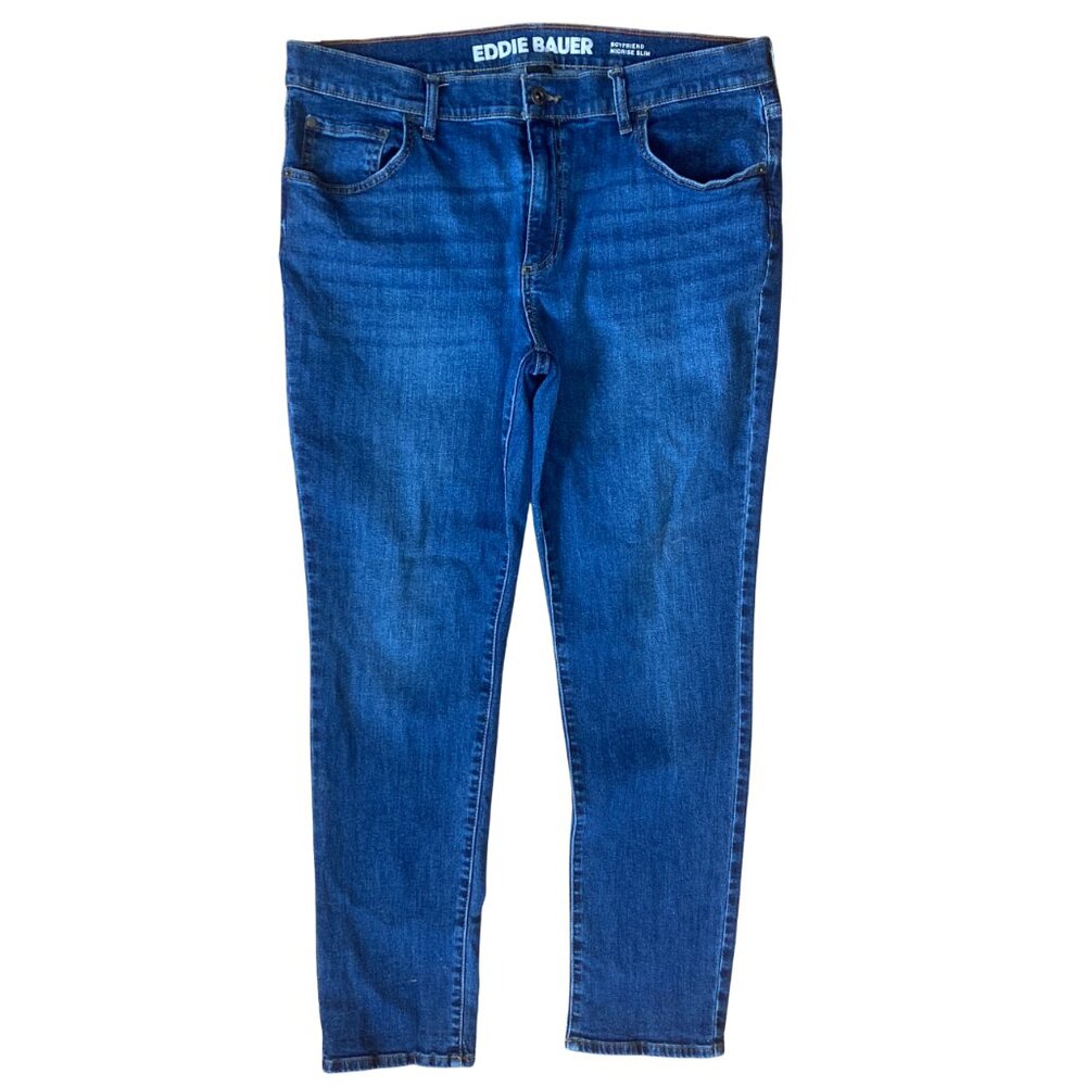 Eddie Bauer Women's Denim Blue Jeans, 36 x 32,‎ Boyfriend Relaxed